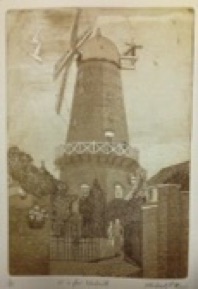 Scarborough Windmill etching by Michael Atkin
